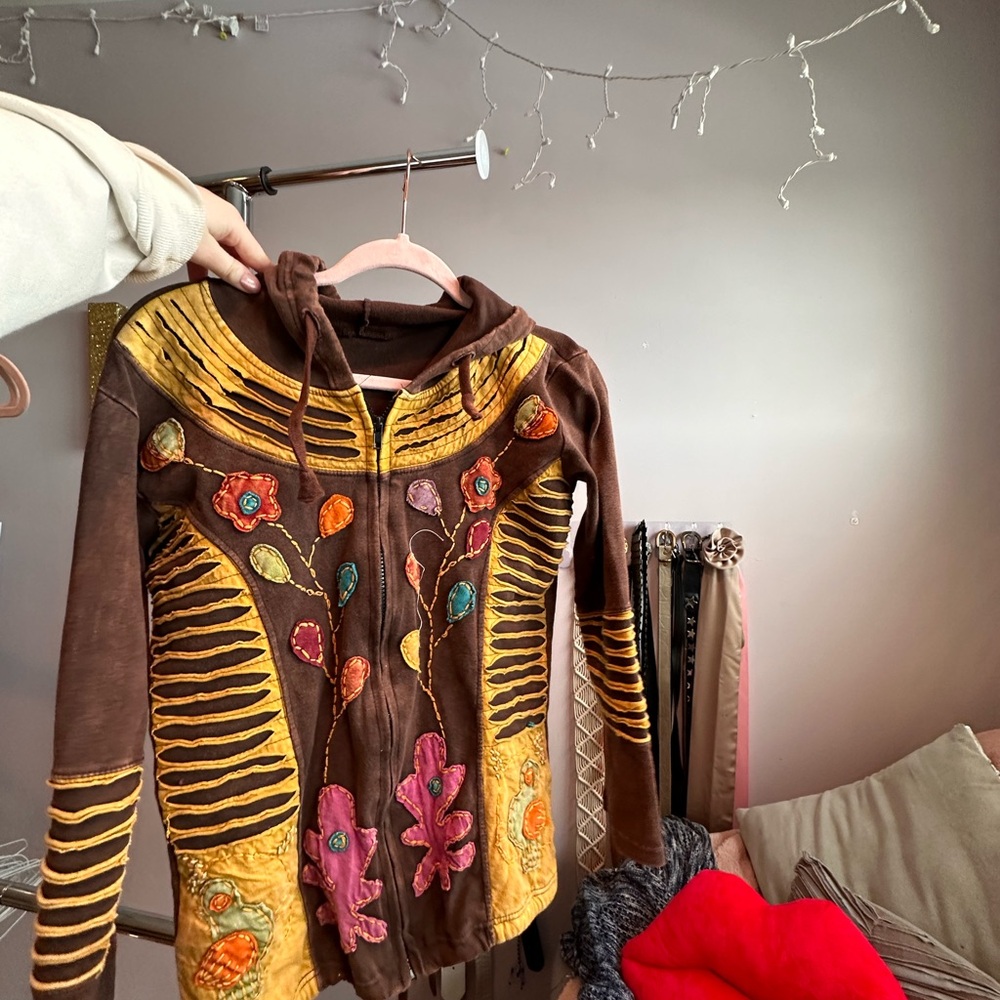 Bohemian Floral Embroidered Hoodie